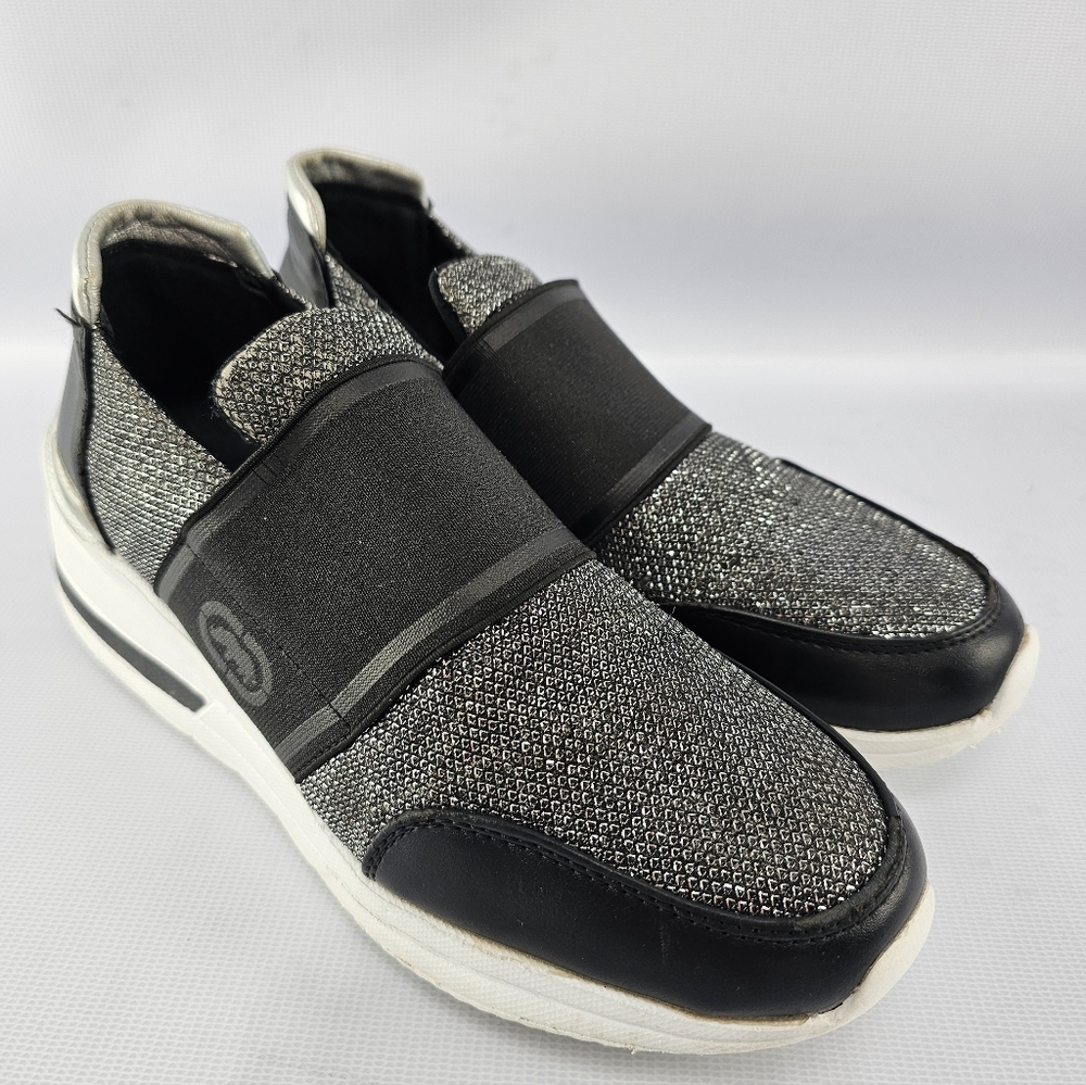Ecko Unltd. Red Georgina Women's Metallic Silver Black Slip-on Wedge Sneaker 8